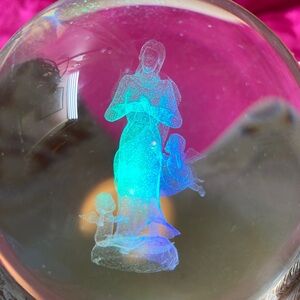 “Love” Angel Figurines in 3D Laser-Engraved Globe with Illuminated Base